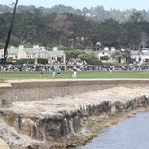 View of the 18th hole at Pebble Beach from The Executive Club